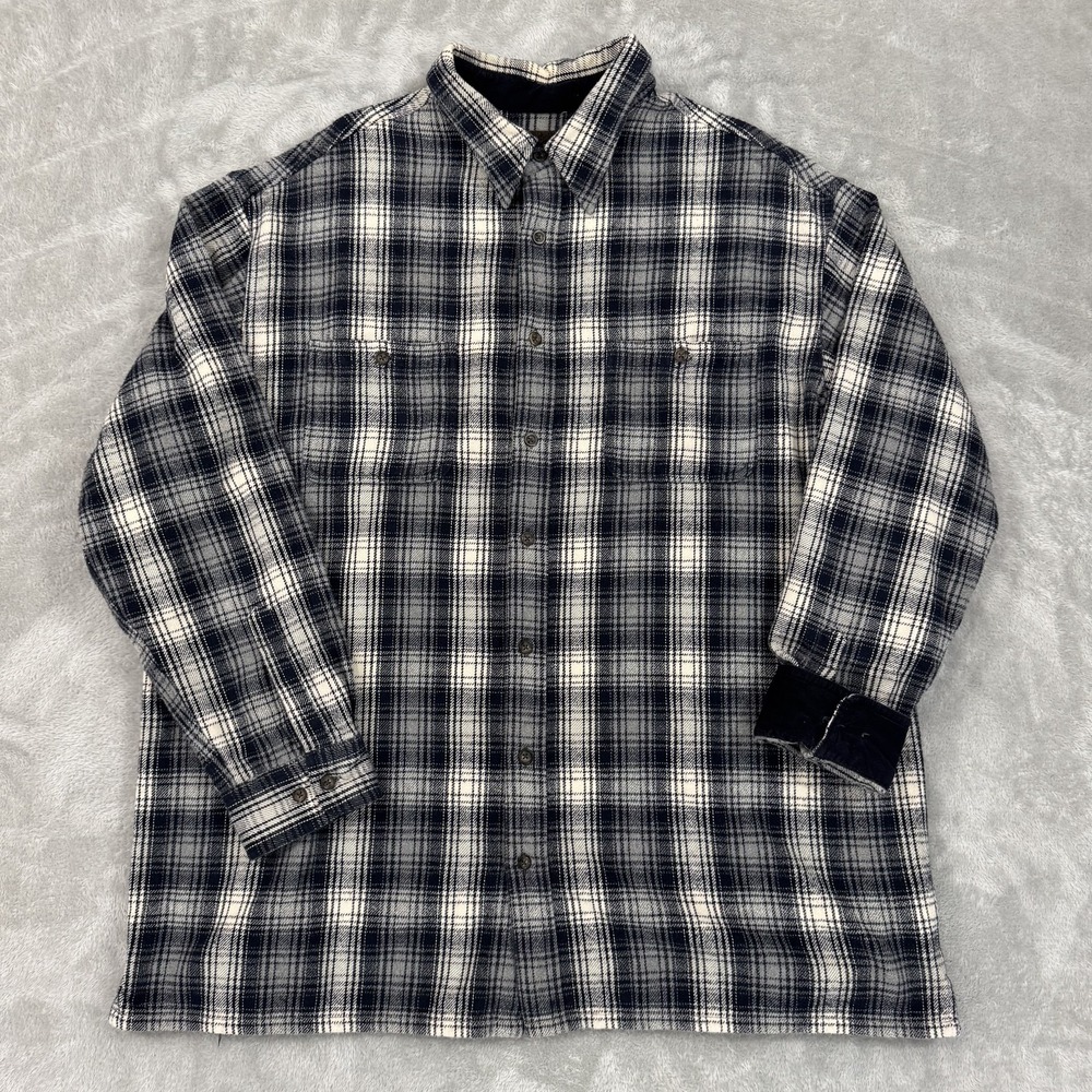 St Johns Bay Shirt Jacket Mens 2XL Blue Shacket Heavy Flannel Corduroy Warm